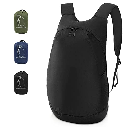 MULISOFT 30L Foldable Hiking Backpack, Lightwight Camping Backpack For Men & Women, Water-resistant Travel Daypack, Multifunctional Black Backpack For Cycling Outdoor Sports
