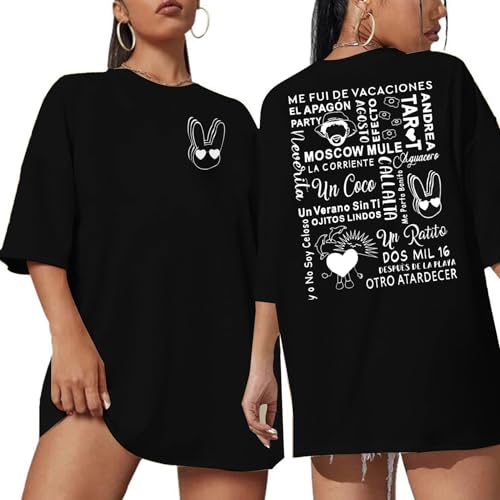 FASHGL Bunny T-Shirt Women Nadie Sabe Lo Que Letter Shirt Funny Concert Graphic Tee Bunny Fan Gift Top Dark Gray