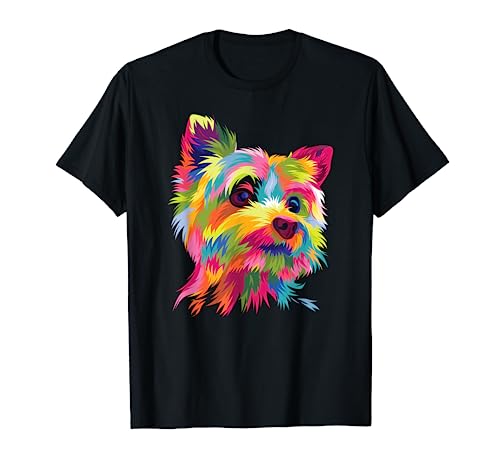 Colorful Pop Art Yorkshire Terrier Portrait Yorkie Lover T-Shirt