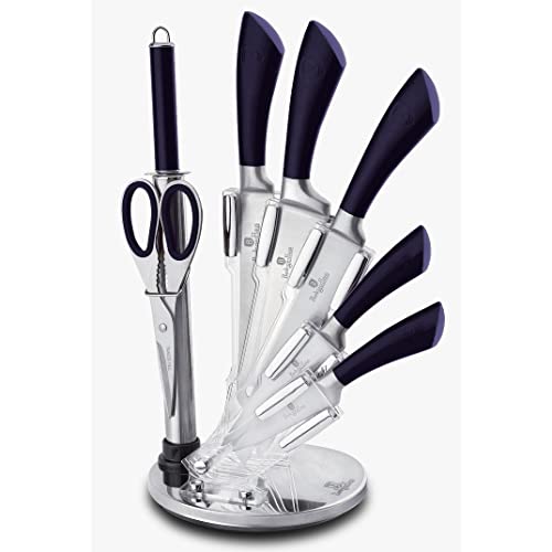 8-piece Knife Set With Acrylic Stand Purple Collection Stainless Steel 8 Piece Ergo Handles
