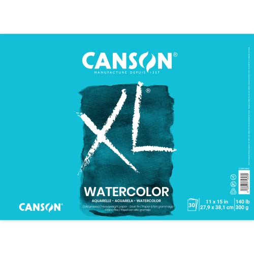 Canson XL Series Watercolor Pad, Heavyweight White Paper, Foldover Binding, 30 Sheets, 11x15 inch