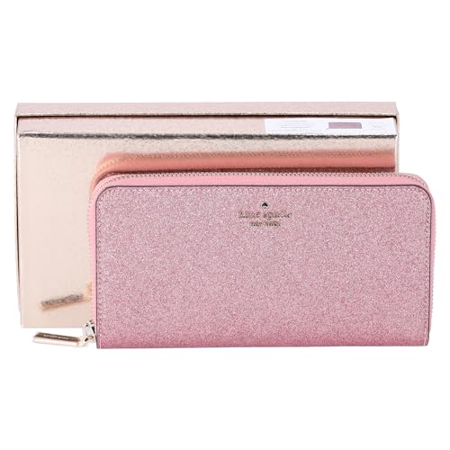 Kate Spade Shimmy Tinsel Glitter Boxed Large Continental Wallet Glitter (Mitten Pink)