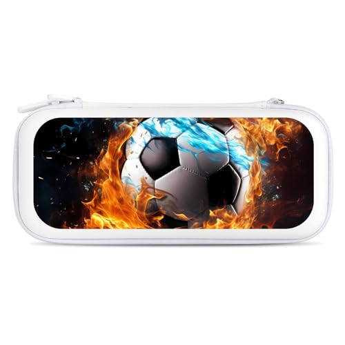 Soccer Ball On Fire Water Slim Carrying Case with 15 Game Cartridges Compatible with Switch Hard Portable Travel Carry Case White-Style