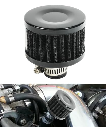 RACOONA Breather Filter,0.47” Air Intake Filter Breather,Car Accessories Car Turbo Vent Air Intake Filter Cleaner Crankcase Breather Filter,Automotive Cold Air Filter,Fits Car Motorcycle (Black)