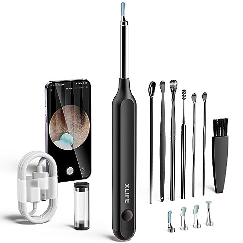 Ear Wax Removal - XLife Earwax Remover Tool with 1296P HD Camera and 6 LED Lights,Wireless Ear Cleaner with 7PCS Ear Set,IP67 Waterproof Otoscope Ear Wax Removal Kit for iPhone,Android Smart Phones