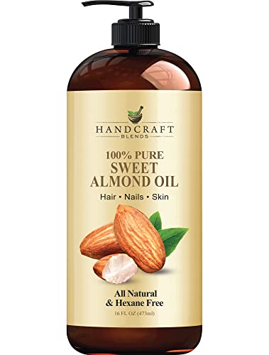 Handcraft Blends Sweet Almond Oil - 100% Pure and Natural - Premium Therapeutic Grade Carrier Oil for Essential Oils - Massage Oil for Aromatherapy - Hair Tonic - Body and Hair Oil - 16 fl. Oz