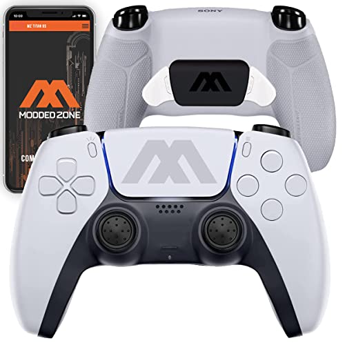 MODDEDZONE White Extreme Modded Controller + Anti Recoil 2 Remap Buttons & Interchangeable Thumbsticks & Hair Triggers, Tactical Buttons Compatible with PS5 Custom Controller PC FPS