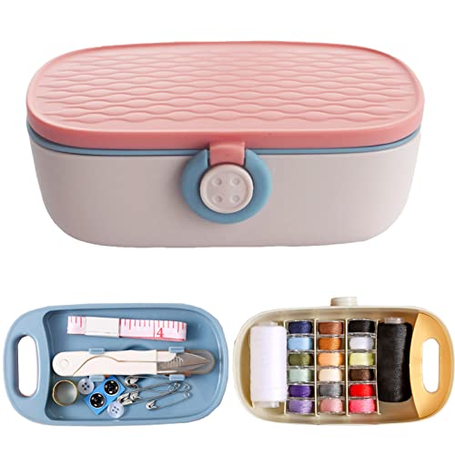 Sewing Kit, Portable Travel Sewing Kit for Adults, Needle and Thread Kit Plastic Sewing Box Small Sewing Kit Sewing Accesories and Supplies