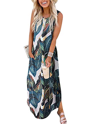 ANRABESS Women's Casual Loose Sundress Long Dress Sleeveless Split Maxi Dresses Summer Beach Dress with Pockets 19shuye-L