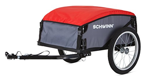 Schwinn Day Tripper Cargo Bike Trailer, Folding Frame, Quick Release Wheels, Red/Grey