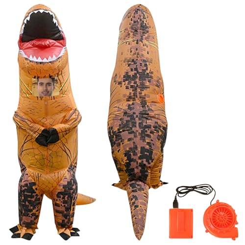 Adults Tyrannosaurus Rex Inflatable Costume Fancy Dinosaur Suit Blow up Jumpsuit Halloween Cosplay Costume For Kids (Free Size, Adult)