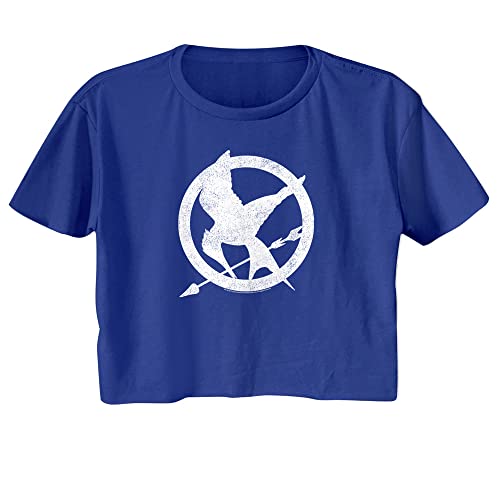 Hunger Games T Shirt Mockingjay Vintage Style Ladies Short Sleeve Crop Top T Shirts Graphic Tees Womens Summer Tops Blue