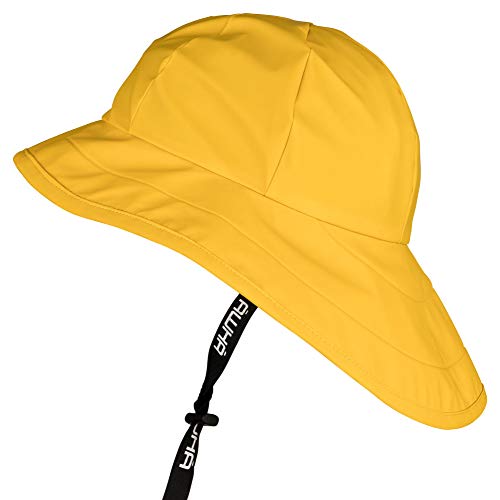 AWHA Souwester, Rain Hat Yellow/Unisex - Waterproof Cap with Wide Brim and Earflaps