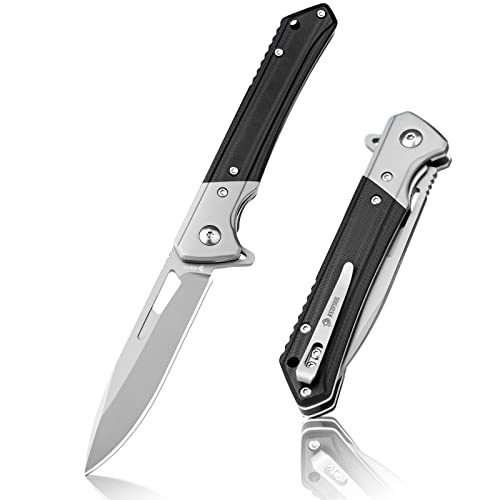 NedFoss Pocket Knife, 3.5' D2 Blade EDC Folding Knife with G10 Handle, Flipper Open, Deep Carry Pocket Clip, Slim Gentleman's Knives for Men (ELF PRINCE)