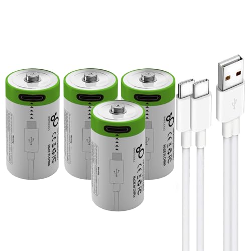 Lankoo CR123A USB Lithium ion Rechargeable Battery, High Capacity 3.7V 700mAh Rechargeable CR123A Battery, 1.5 H Fast Charge, 1200 Cycle with Type C Port Cable, Constant Output,4-Pack