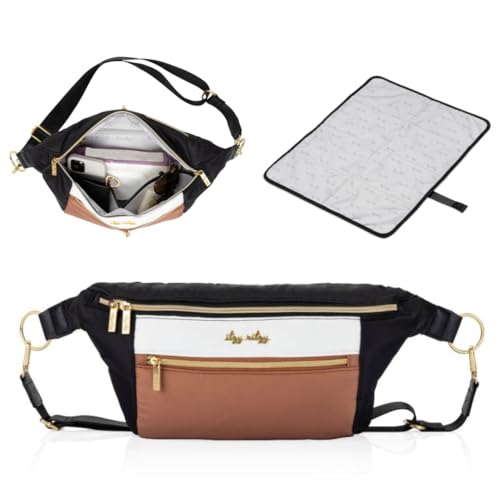 Itzy Ritzy's Ritzy Pack Fanny Pack & Crossbody Diaper Bag - Multi-Use Lightweight Bag Features 6 Pockets & an Adjustable Strap - Wear As a Crossbody, Belt Bag or Shoulder Bag (Coffee & Cream)