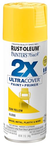 Rust-Oleum 334046 Painter's Touch 2X Ultra Cover Spray Paint, 12 oz, Gloss Sun Yellow