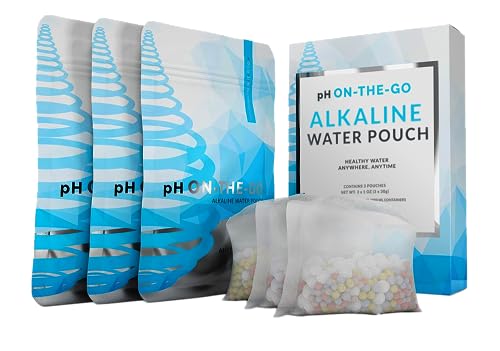 Invigorated Water pH On-The-Go Portable Water Filter - Alkaline Pouch Filter for Water Bottles, Jugs, Pitchers, High pH Water Alkalizer for Pure Drinking Water - 98 litres / 26 Gallons (3-Pack)