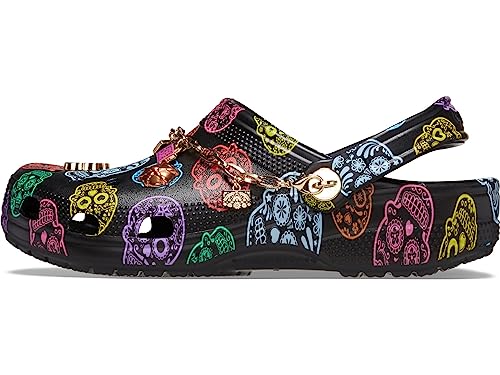 Crocs Unisex Classic Clog - Seasonal Graphic Black/Multi Dia De Los Muertos Men's 10, Women's 12 Medium