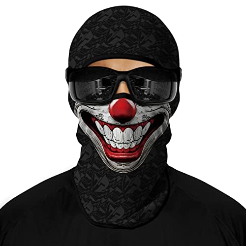 Red Plume 3D Balaclava Ski Mask Motorcycle Full Face Mask Outdoor Tactical Hood Headwear Mask Ghosts Skull Mask Men Women for Halloween (Clown)