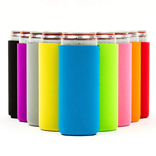 Slim Can Cooler Sleeves (9 Pack) for White Claw Sleeves for 12oz Skinny Can Coolers - Soft Insulated Slim Sleeves for Cans - Beer Sleeves for Cans like Michelob Ultra Can Holders for Tall Skinny Cans