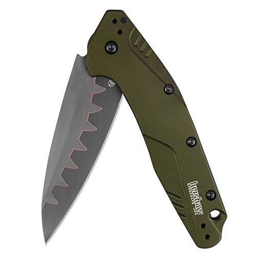 Kershaw Dividend Pocketknife, Olive, 3' CPM D2 and Bohler N690 Composite Drop PointBlade, Assisted Flipper Opening