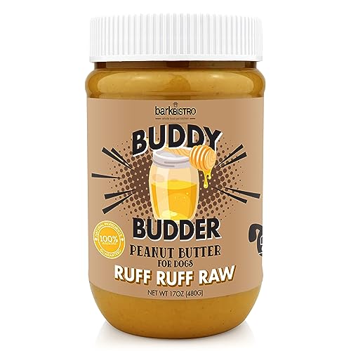 BUDDY BUDDER, Ruff Ruff Raw, 100% Natural Dog Peanut Butter, Healthy Peanut Butter Dog Treats, Stuff in Toy, Dog Pill Pocket, Made in USA, (17 oz Jars)