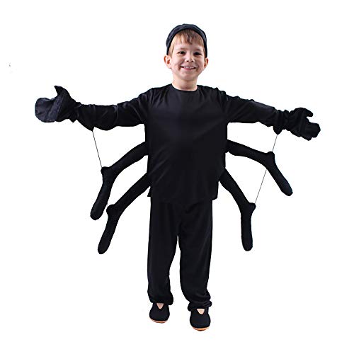 KIMI HOUSE Spider Costume for Kids, Perfect for Halloween, Animal Dress up Party, Black(M/5-7Y)