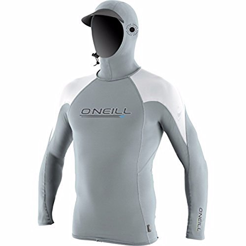 O'Neill Men's Premium Skins O'zone UPF 50+ Long Sleeve Sun Shirt With Hood,Cool Grey/White,X-Large