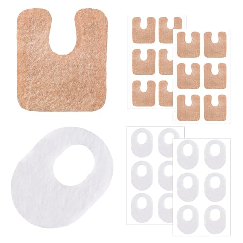 24 Pcs Felt Callus Pads Metatarsal Pads Soft Forefoot Foot Pads Pain Relief Foot Cushion Keep Protecting Calluses from Rubbing on Shoes Adhesive Pads for Men and Women(U Shaped & Oval Shape)