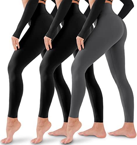 3 Pack Leggings for Women-No See-Through High Waisted Tummy Control Yoga Pants Workout Running Legging Large-X-Large