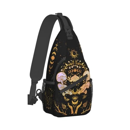 Moth Moon Crossbody Bags, Witchy Travel Crossbody Bags for Women, Sun Moon Sling Bag Hippie Mushroom Gothic Witch Gifts