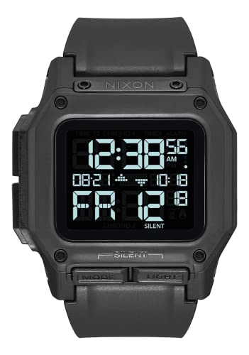 NIXON Regulus A1180 - All Black - 100m Water Resistant Men's Digital Sport Watch (46mm Watch Face, 29mm-24mm Pu/Rubber/Silicone Band)