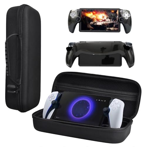 AZURAOKEY EVA Protective Case Compatible with Playstation Portal, Splashproof Stand Design Portable Storage Bag with Transparent PC Protective Case for SONY PlayStation Portal-Black