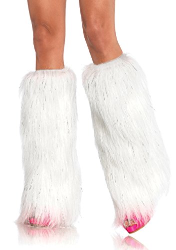 Leg Avenue Women's Furry Festival Leg Warmers, White/Silver, One Size