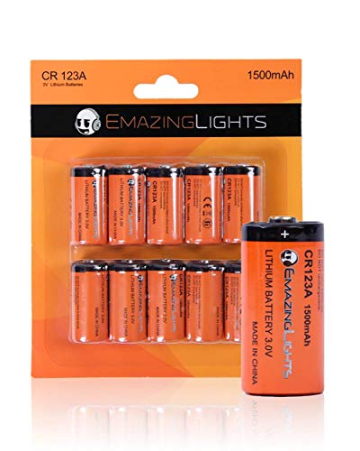 EmazingLights CR123A Batteries 3 Volt Lithium C Cell Flashlight Battery (10 Pack)