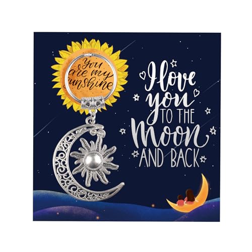 Sun and Moon Keychain,I Love You to the Moon and Back Gifts,Moon Gifts for Women and Men,with Gift Packaging