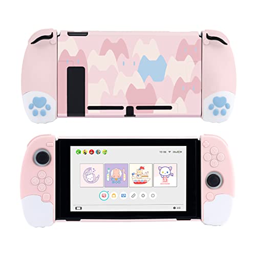 GeekShare Cute Soft Silicone Protective Case Compatible with Nintendo Switch Console and Joy Con- Shock-Absorption and Anti-Scratch Slim Cover Case with Ergonomic Design for Switch - Pink