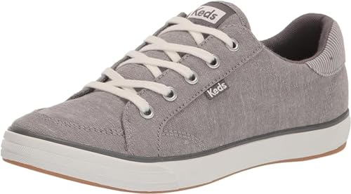 Keds Center 3 Lace Up, Sneaker Womens, Grey Chambray, 8 Medium