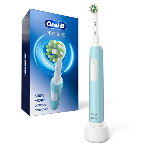 Oral-B Pro 1000 Rechargeable Electric Toothbrush, Turquoise with Pressure Sensor, 3 Modes