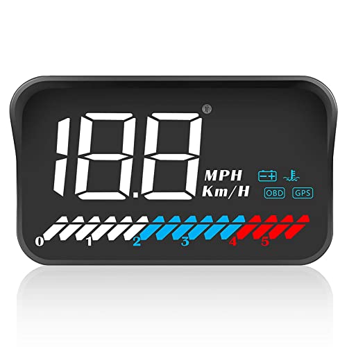 ACECAR Head Up Display Car Universal Dual System 3.5 Inches HUD, Speedometer OBD2 GPS Interface, Speed, Engine RPM, OverSpeed Warning, Mileage Measurement, Water Temperature, GPS Mode for All Vehicle