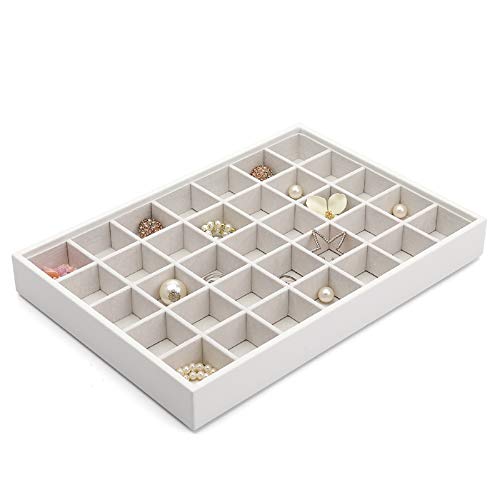 Vlando Miller Jewelry Tray Stackable Showcase Display Drawer Organizer Storage Checkerboard,Multiple color combinations, Large capacity multi-layer design and Fashion(white)