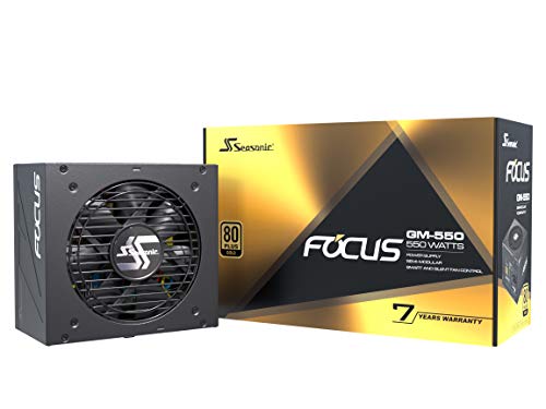 Seasonic FOCUS GM-550 | 550W | 80+ Gold | Semi-Modular | ATX Form Factor | Low Noise | Premium Japanese Capacitor | 7 Year Warranty | Nvidia RTX 30/40 Super & AMD GPU Compatible (Ref. SSR-550FM)