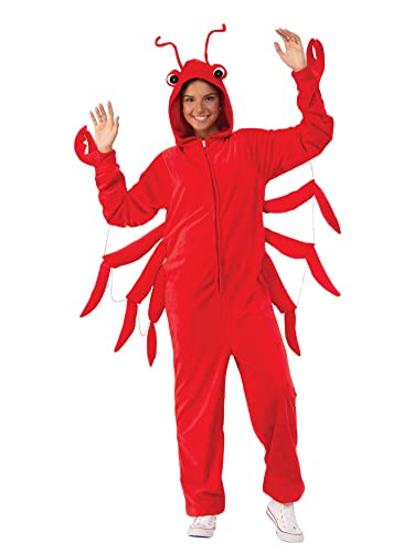 Rubie's unisex adults One-piece Costume Comfy Wear One Piece Hooded Jumpsuit, Lobster, Large X-Large US