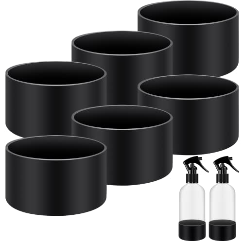 6 Pieces Protective Silicone Sleeve Bottom Washable Rubber Bottom Base Accessories Non Slip Cosmetic Spray Bottom Cover for 16 oz Spray Bottles, 12 to 24 oz Water Bottles, Black
