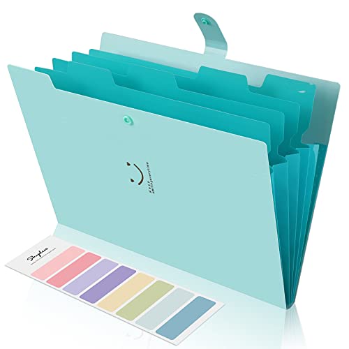 SKYDUE Expanding File Folders with 5 Pockets, Cute Accordion File Organizer Labels, Portable Document Paper Organizer, Letter / A4 Size