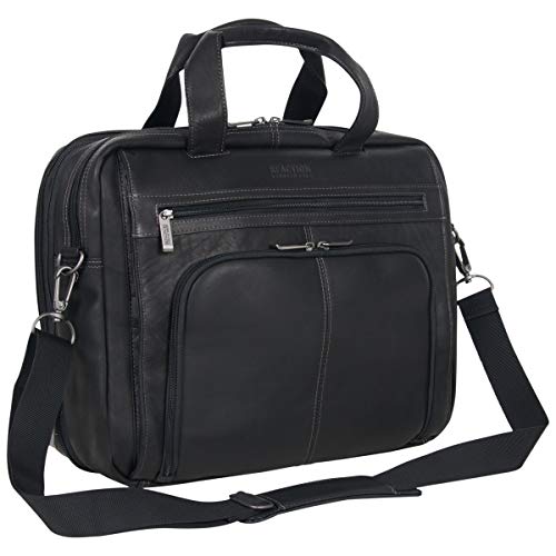 Kenneth Cole REACTION Out Of The Bag Manhattan Colombian Leather RFID 15.6' Laptop Briefcase, Black