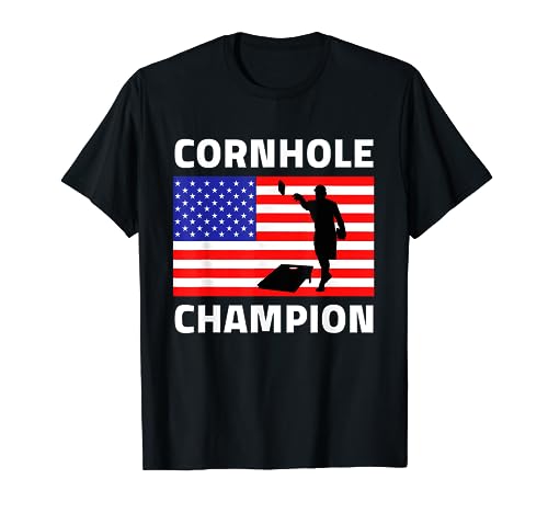 Cornhole Champion American Flag USA July 4th Cornhole T-Shirt