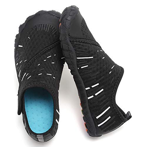 CIOR Boys & Girls Water Shoes Sports Aqua Athletic Sneakers Lightweight Sport Shoes(Toddler/Little Kid/Big Kid) U1ELJSX011-Blk.white-35
