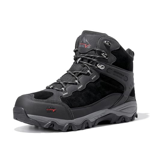 NORTIV 8 Men's Hiking Boots Waterproof Trekking Outdoor Mid Backpacking Mountaineering Shoes Size 8 M US BLACK JS19004M